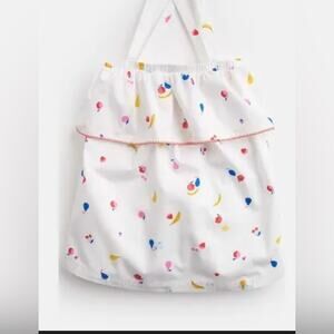 JOULES Girl's Bree Woven Frill‎ Tank Top White Fruit NWT Size 11-12 100% Cotton